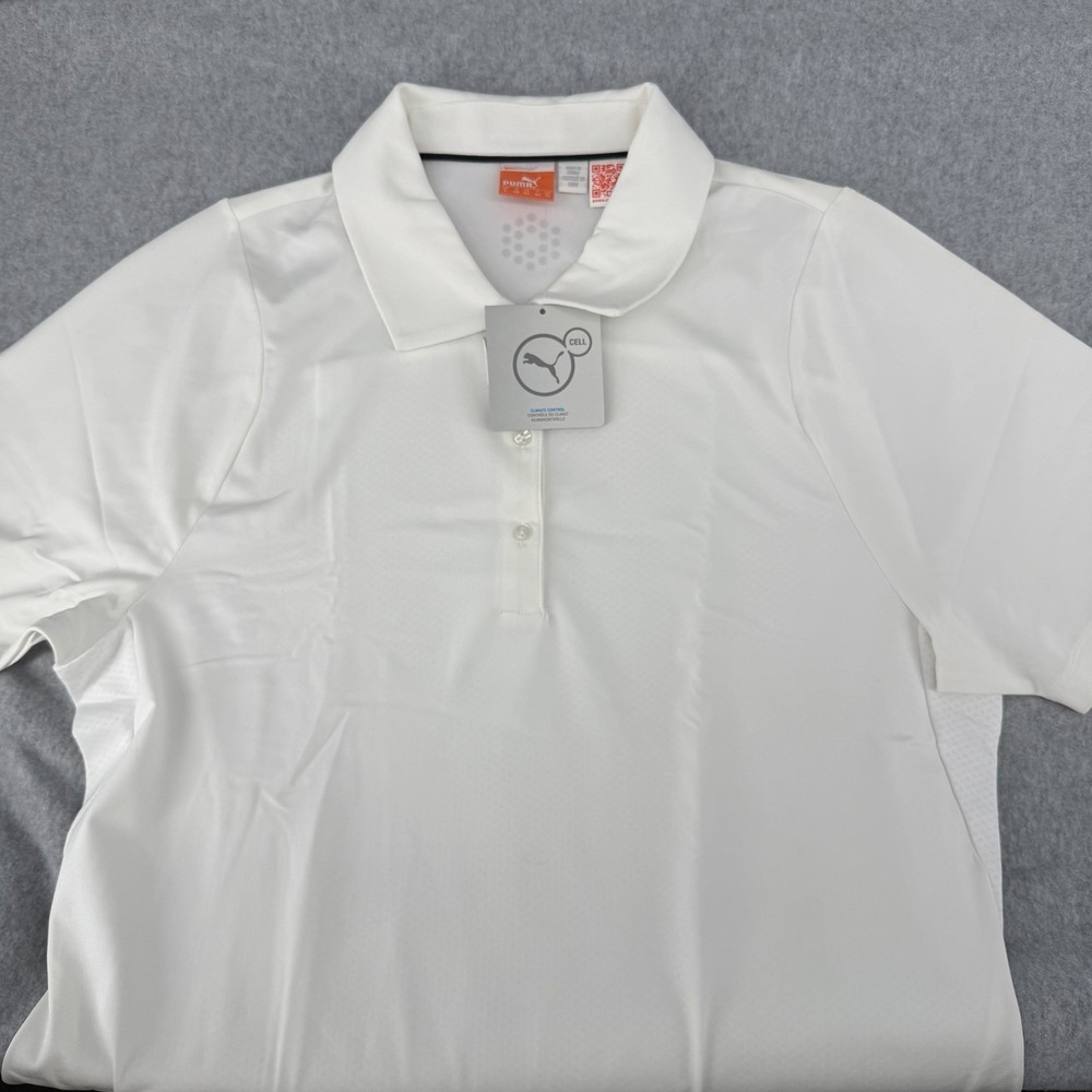 PUMA Cool Max Climate Control Duo Swing White Polo Shirt Women's Size L - Picture 2 of 13